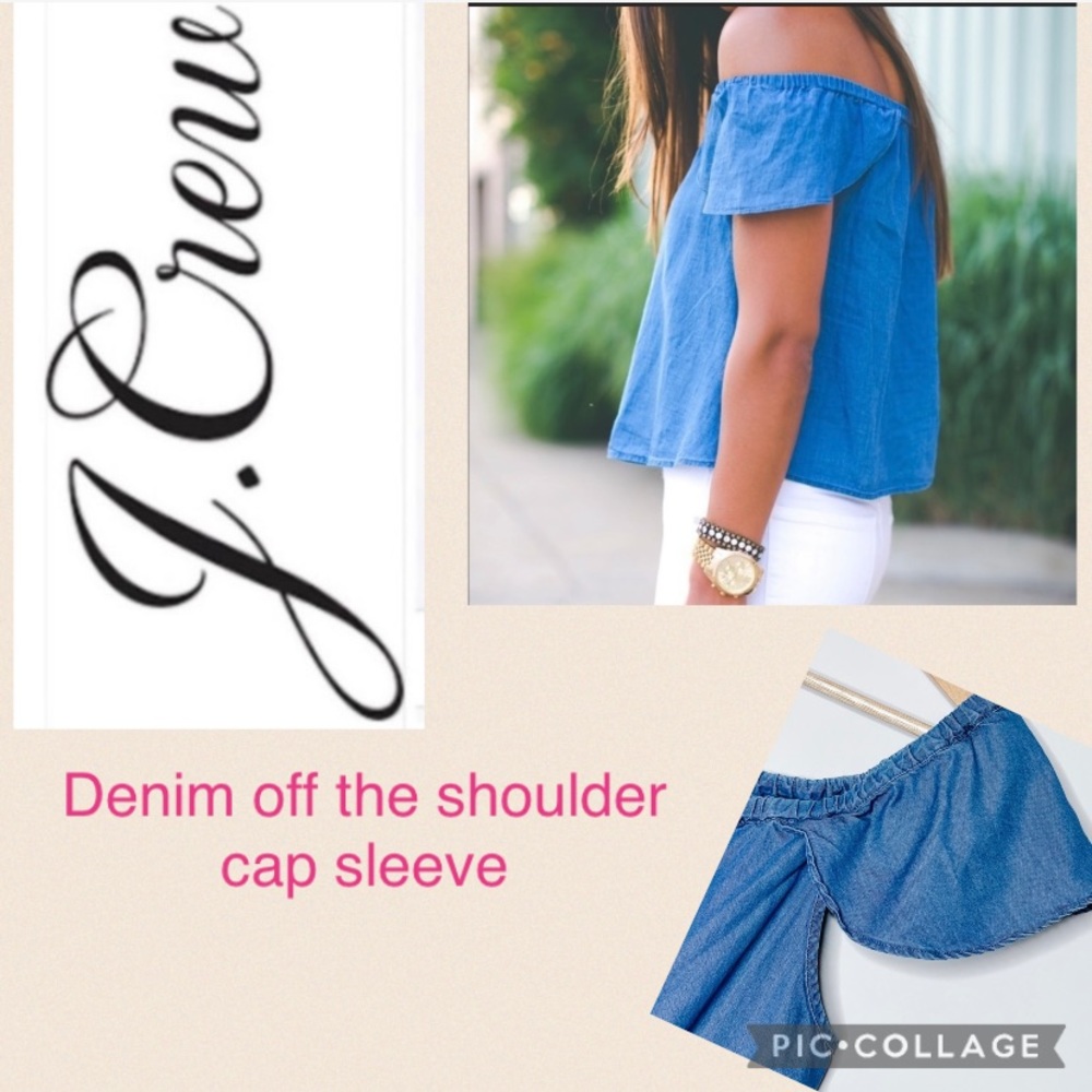 NEW J.Crew Denim/Jean Off The Shoulder Top Size L